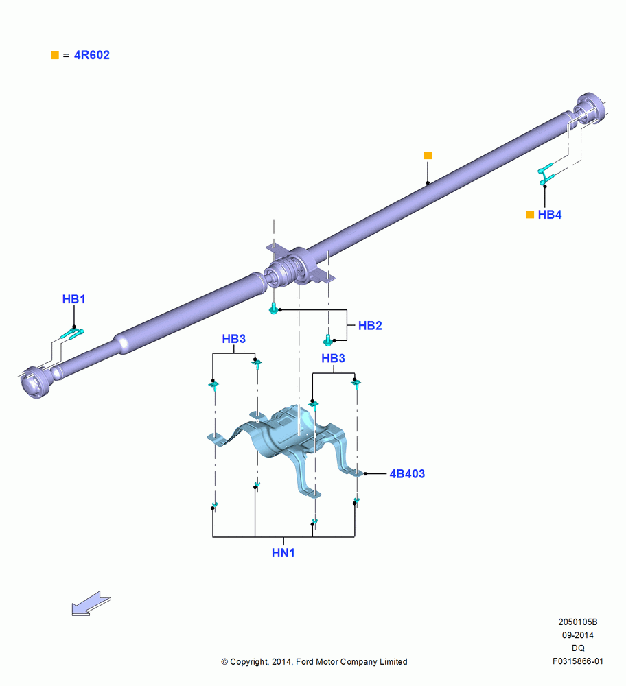 05B - Drive Shaft - Rear Axle Drive, LHD 4WD (FTD), 2.0L EcoBoost (240PS); 19/JAN/2015