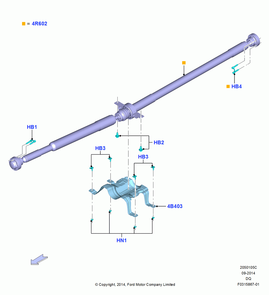 05C - Drive Shaft - Rear Axle Drive, 2.7L DOHC 4V DI GT V6 GAS/FFV, LHD 4WD (FTD); 19/JAN/2015-06/SEP/2018