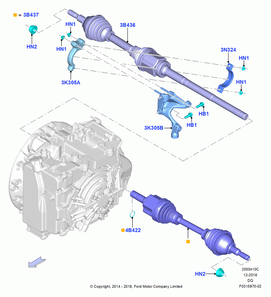 10C - Drive Shaft - Front Axle Drive, 2.7L DOHC 4V DI GT V6 GAS/FFV; 19/JAN/2015-06/SEP/2018