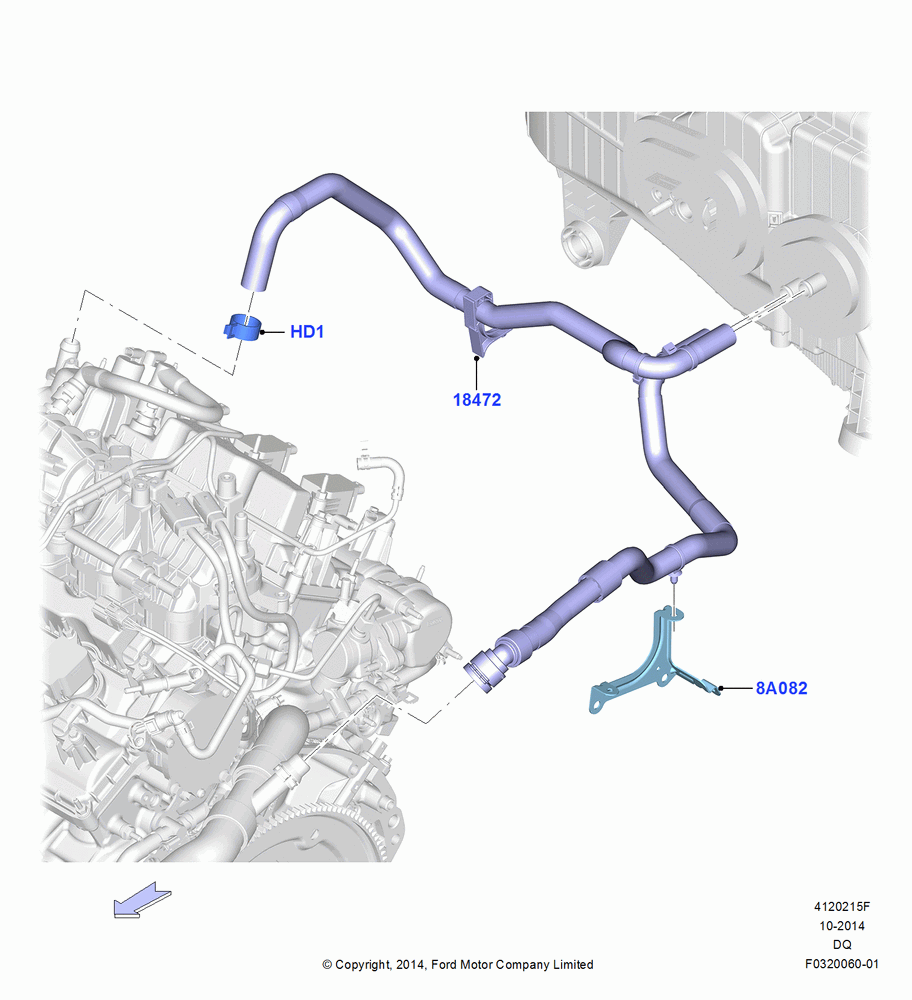 15F - Heater Hoses, 2.7L DOHC 4V DI GT V6 GAS/FFV, Less Hot Weather Group; 19/JAN/2015-06/SEP/2018