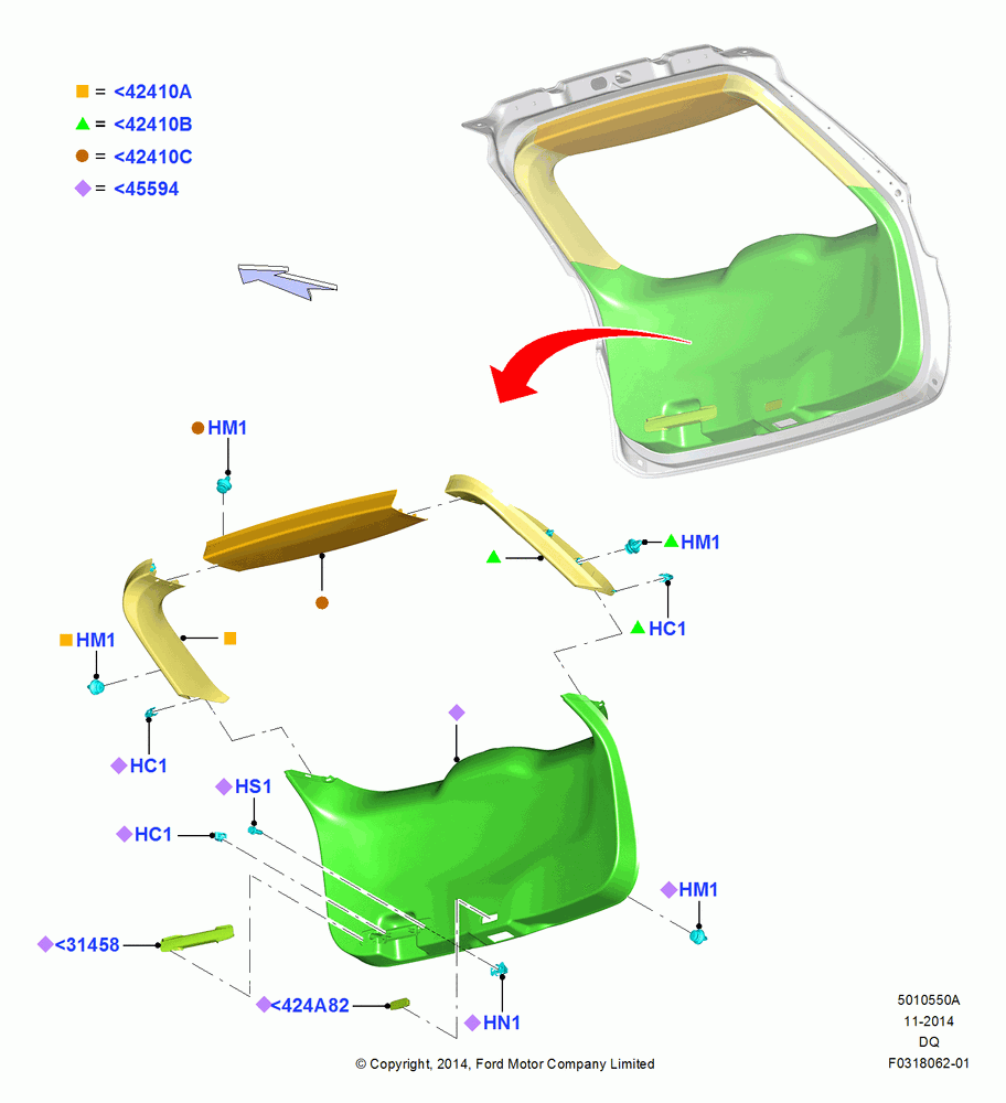 50AA - Back Door/Tailgate Trim Panels, North American Markets; 19/JAN/2015-06/SEP/2018