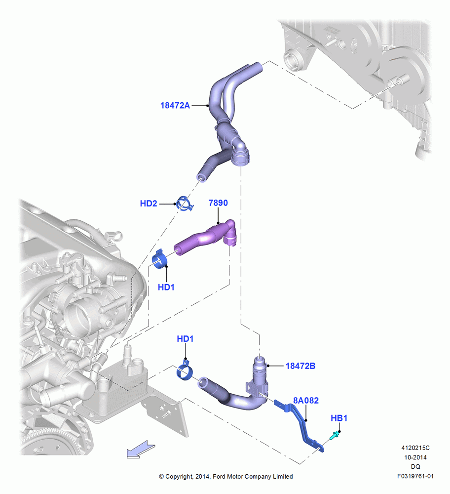 15C - Heater Hoses, 3.5L Cyclone V6 Petrol TIVCT, Hot Weather Group; 19/JAN/2015-06/SEP/2018
