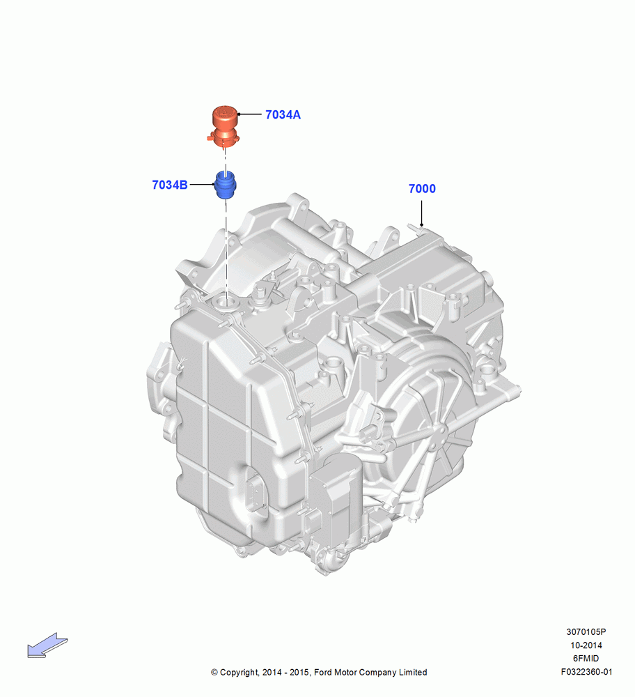 05P - Transmission & Speedometer Drive, 6 Speed Auto Trans 6F Mid-Range; 19/JAN/2015-23/OCT/2019