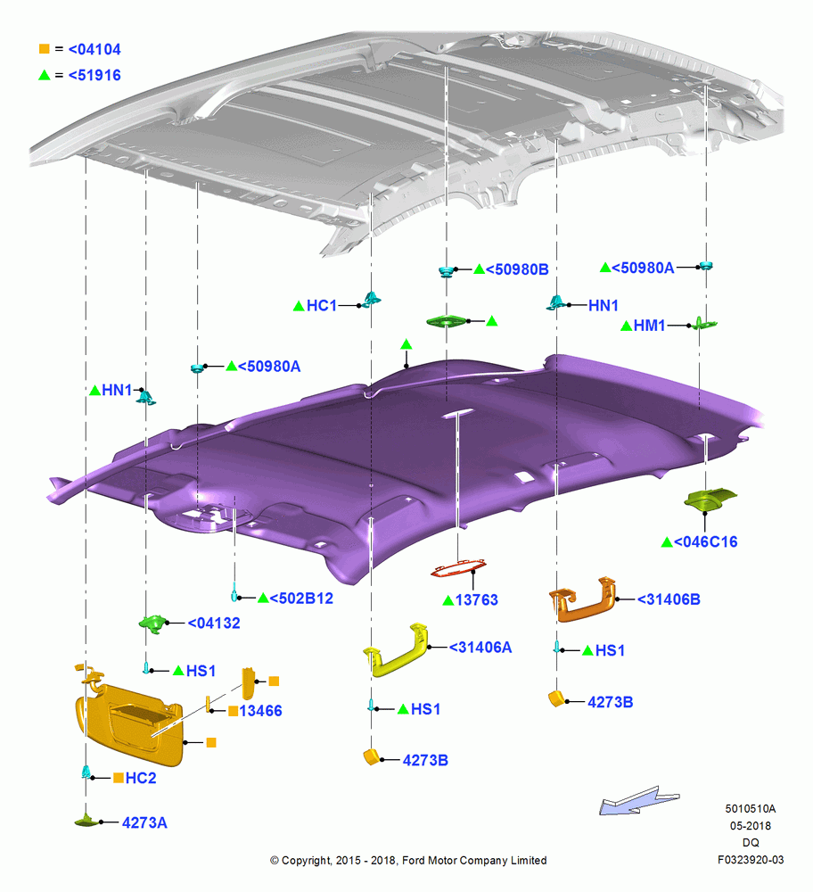 10A - Headlining and Sun Visors, Less Roof Line Conversion; 19/JAN/2015