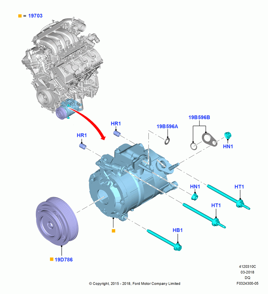 10C - Air Conditioning Condensr/Compressr, 3.5L Cyclone V6 Petrol TIVCT, Compressor Assy; 19/JAN/2015-06/SEP/2018