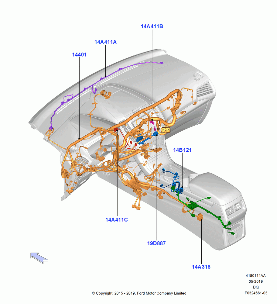 11AA - Wiring - Dash And Floor Console, LHD 4WD (FTD), LHD 2WD (Front Wheel Drive); 19/JAN/2015