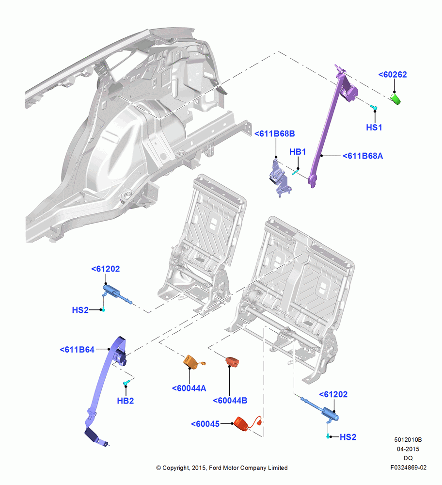 10B - Rear Seat Belts, Belt/D Pack FT/1 2 R/DP KNE/2R INF; 19/JAN/2015-04/JAN/2016