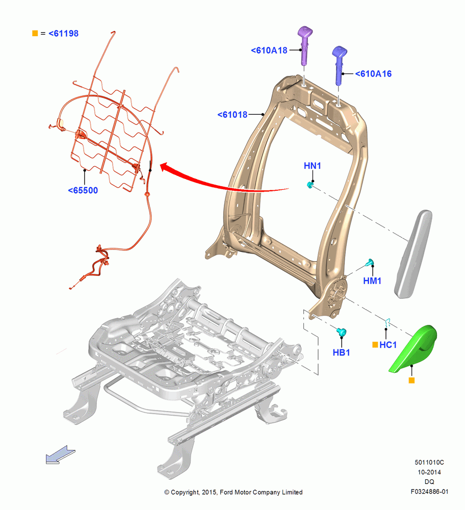 10AC - Front Seat Back, With Driver 4 Way Mnl.Seat Adjuster; 19/JAN/2015