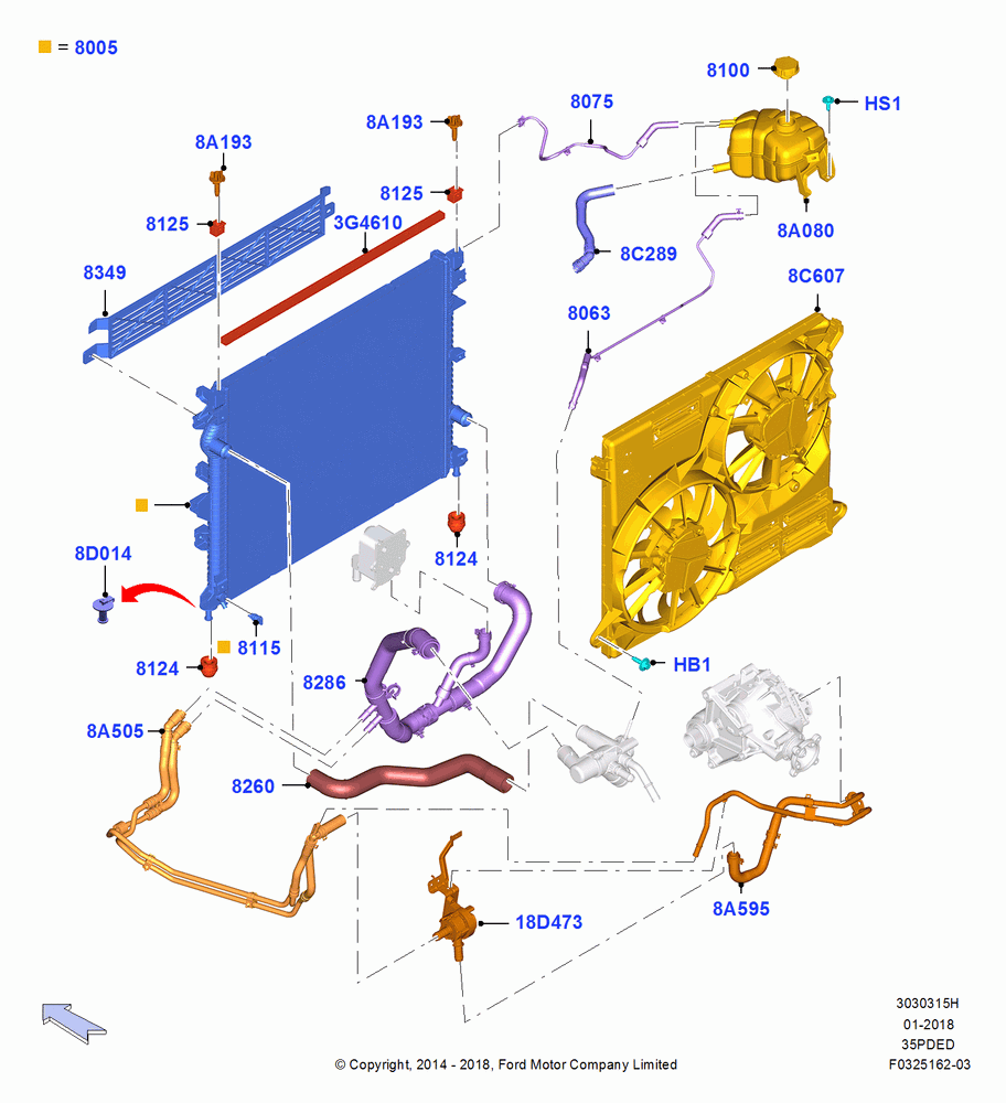 15H - Radiator/Coolant Overflow Container, 3.5L Cyclone V6 Petrol TIVCT, Hot Weather Group; 19/JAN/2015