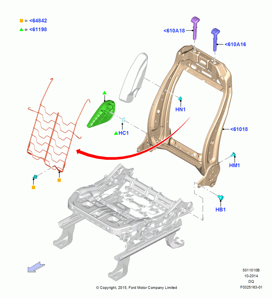 10AB - Front Seat Back, With Pass 6 Way Power Seat Adjuster; 19/JAN/2015