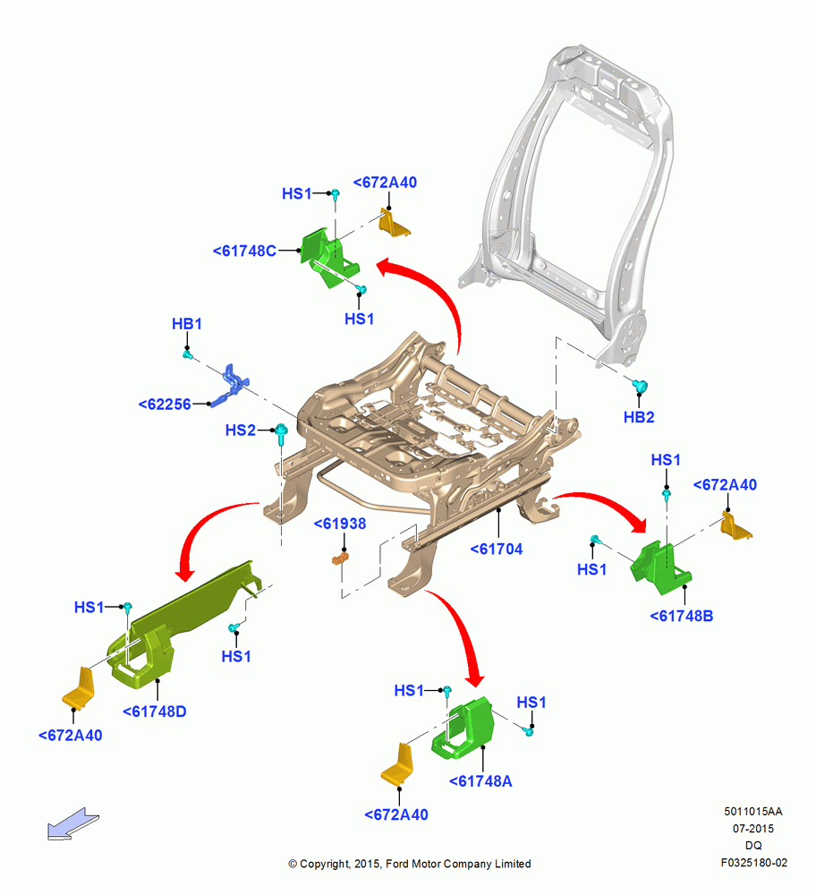 15AA - Front Seat Base, With Pass. 2 Way Manual Seat Adjust; 19/JAN/2015