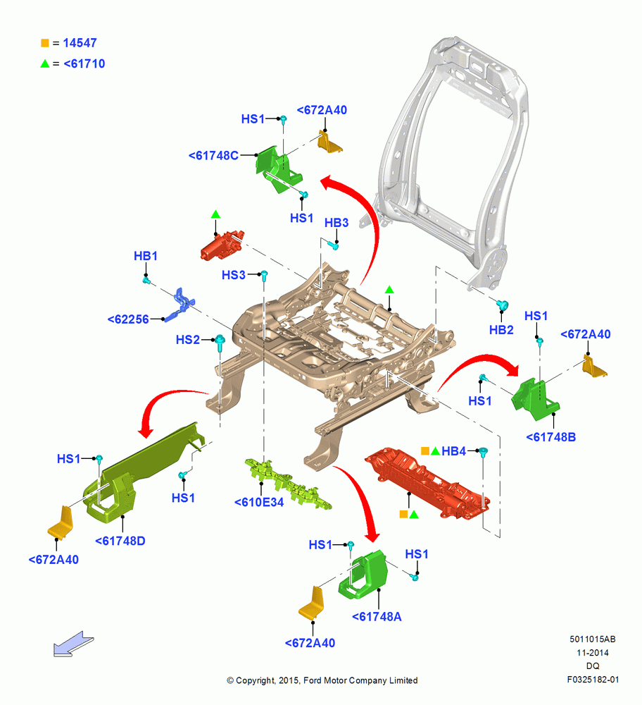 15AB - Front Seat Base, With Pass 6 Way Power Seat Adjuster; 19/JAN/2015
