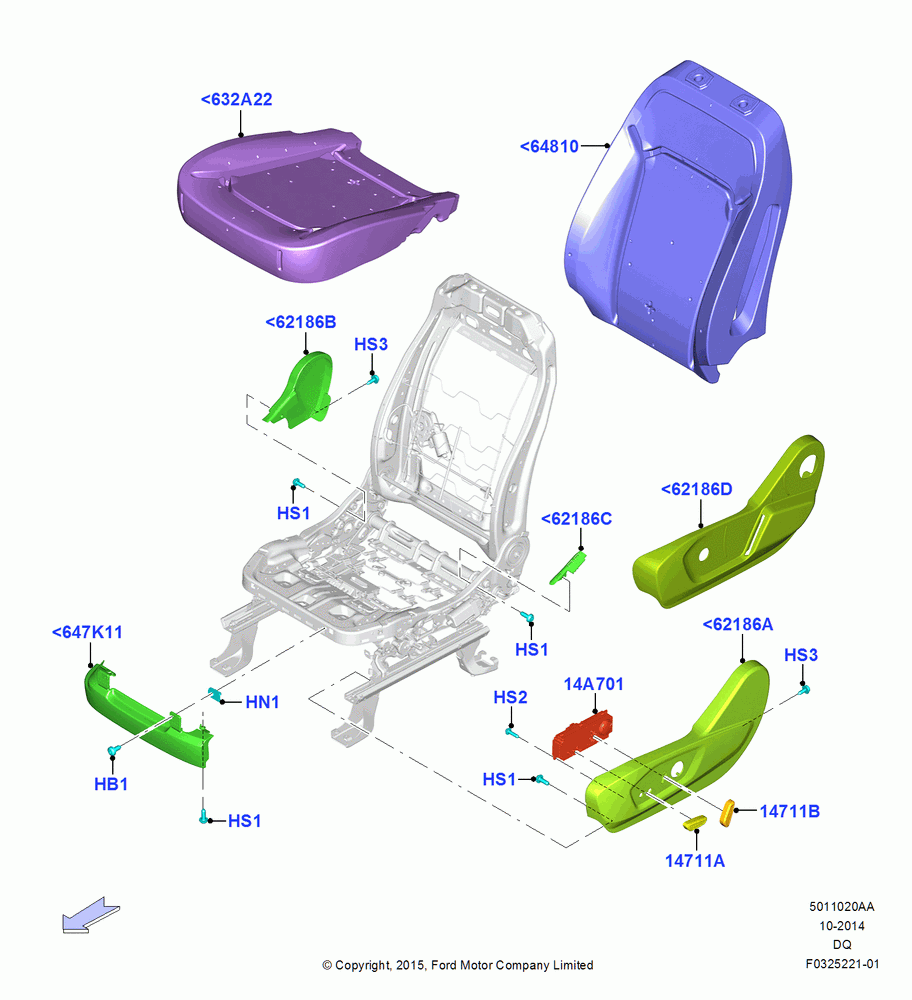 20AA - Front Seat Pads/Valances & Heating, Less Temp Control Driver Seat, North American Markets; 19/JAN/2015