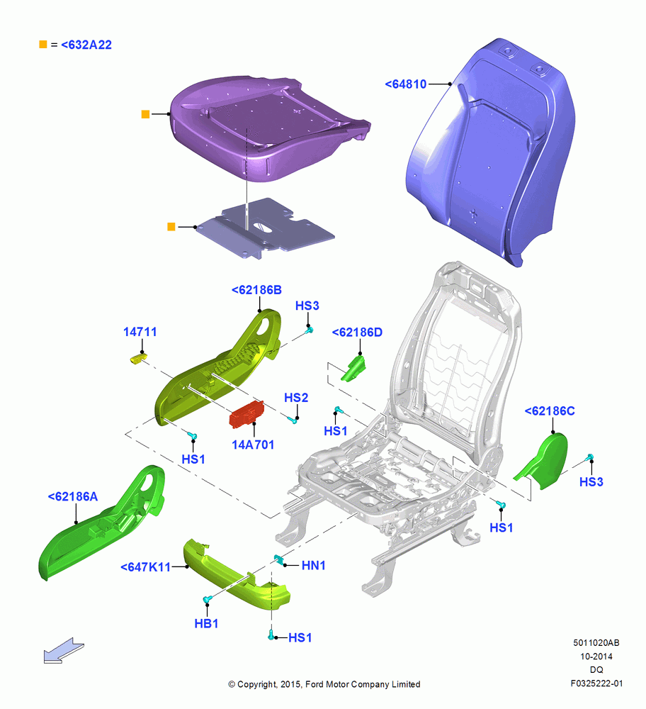 20AB - Front Seat Pads/Valances & Heating, Less Temp Control Passenger Seat, North American Markets; 19/JAN/2015