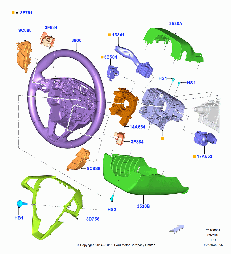05A - Steering Wheel, NAAO Market Derivative, With Electric Power Steering; 19/JAN/2015-06/SEP/2018