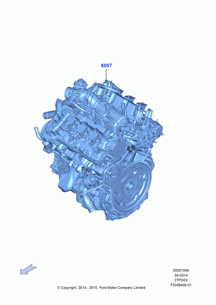 00A - Engine Assy Fully Dressed, 2.7L DOHC 4V DI GT V6 GAS/FFV; 19/JAN/2015