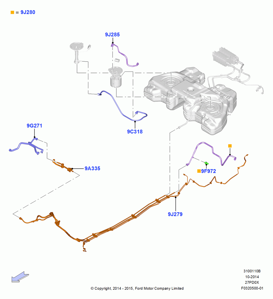 10B - Fuel Lines, 2.7L DOHC 4V DI GT V6 GAS/FFV; 19/JAN/2015
