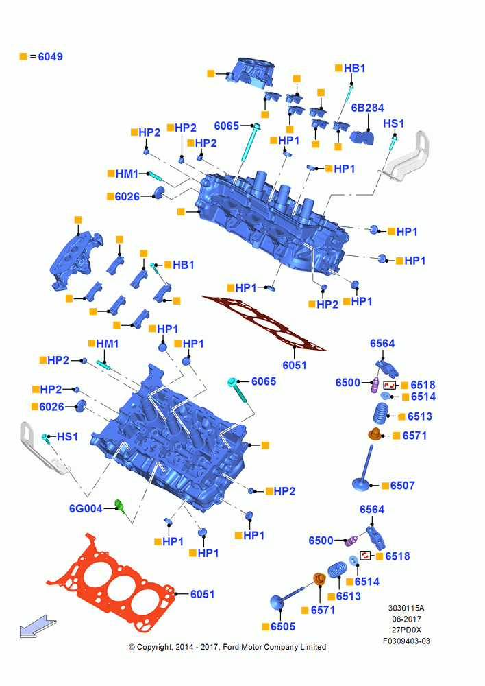15A - Cylinder Head, 2.7L DOHC 4V DI GT V6 GAS/FFV; 19/JAN/2015