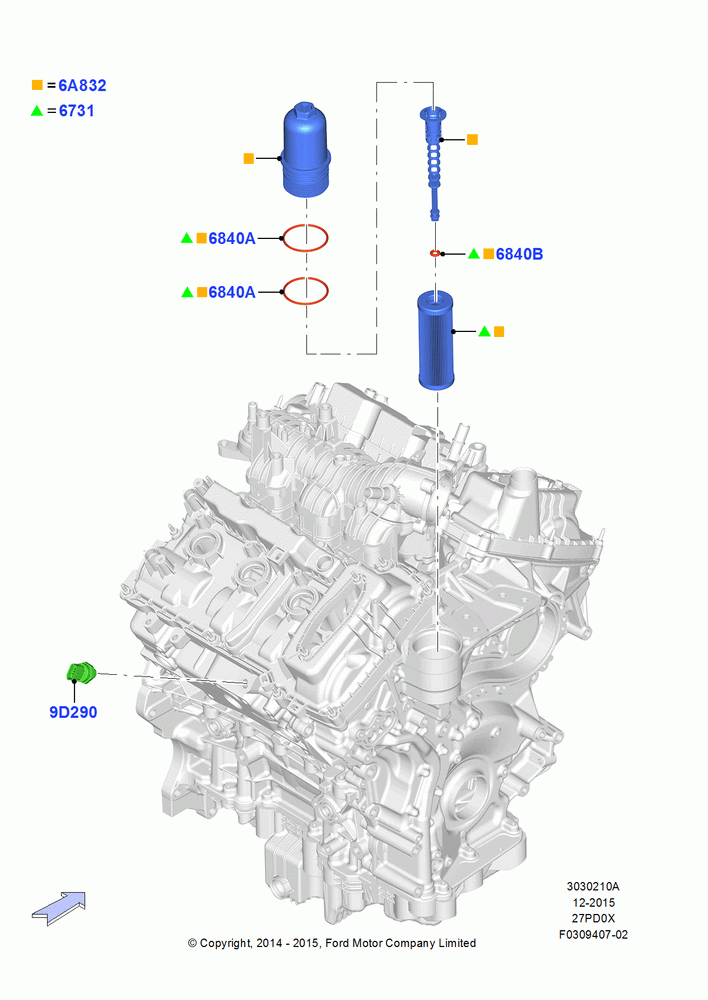 10A - Oil Cooler and Filter, 2.7L DOHC 4V DI GT V6 GAS/FFV; 19/JAN/2015-06/SEP/2018