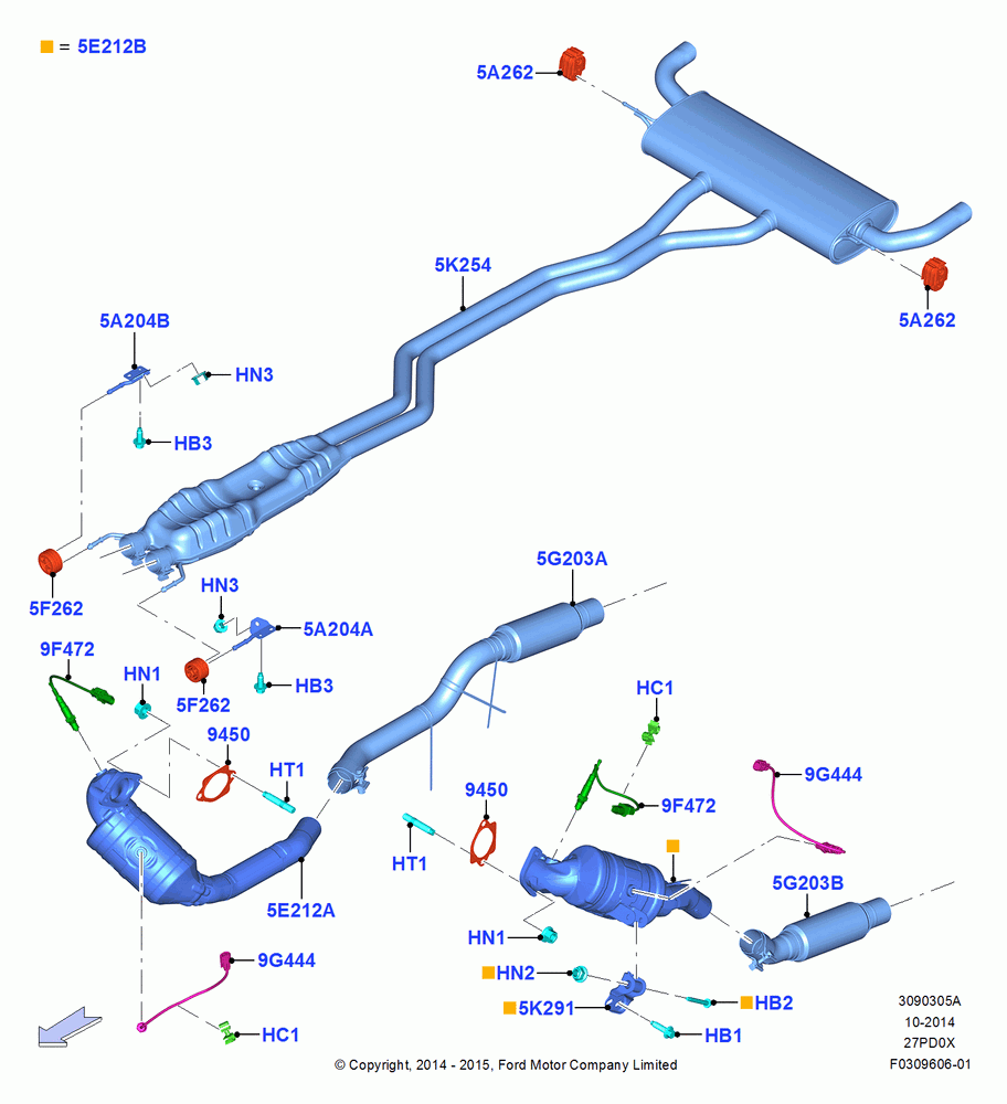 05A - Exhaust System, 2.7L DOHC 4V DI GT V6 GAS/FFV; 19/JAN/2015