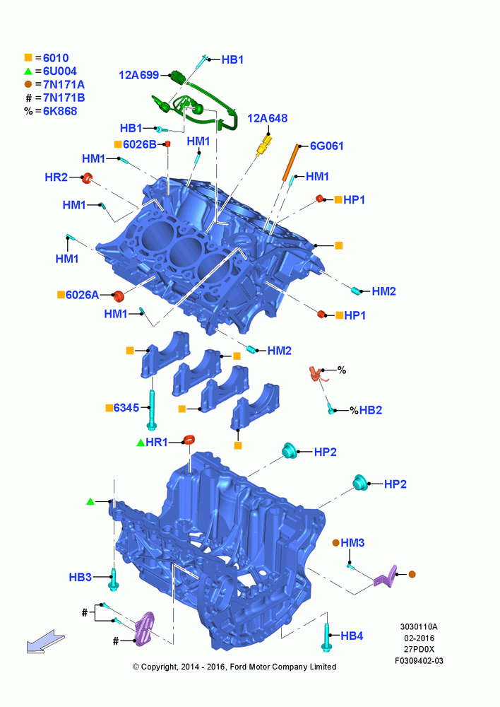 10A - Cylinder Block and Plugs, 2.7L DOHC 4V DI GT V6 GAS/FFV; 19/JAN/2015