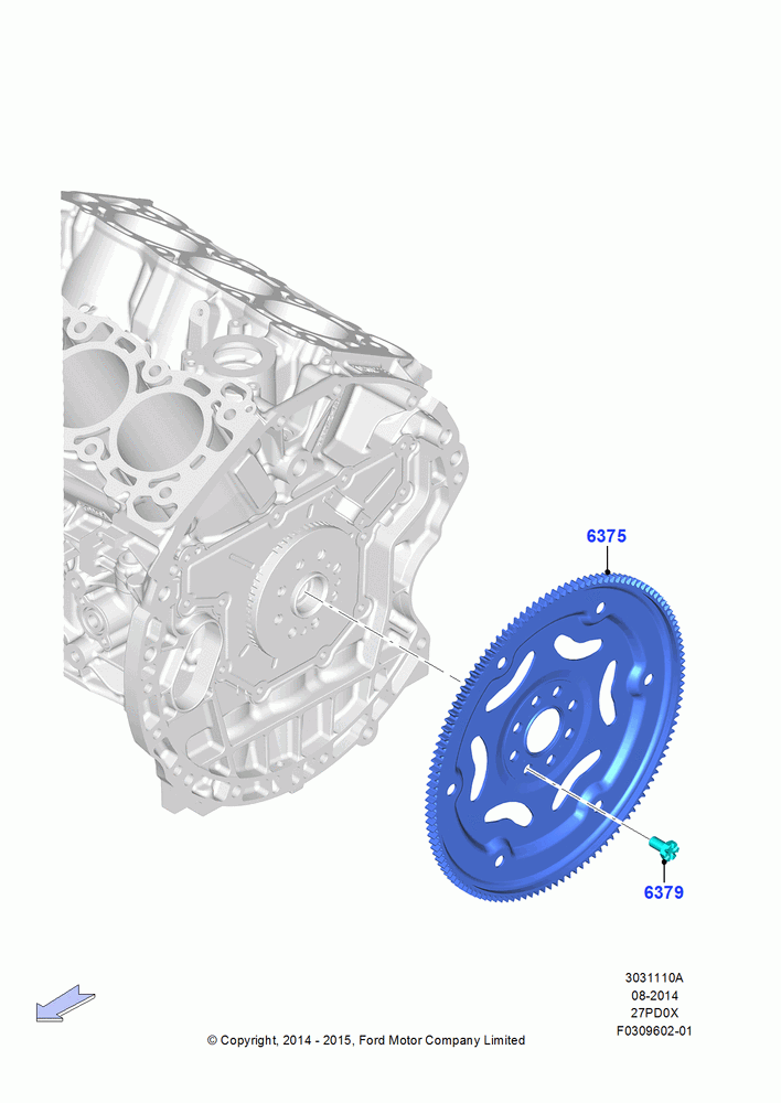 10A - Flywheel, 2.7L DOHC 4V DI GT V6 GAS/FFV; 19/JAN/2015
