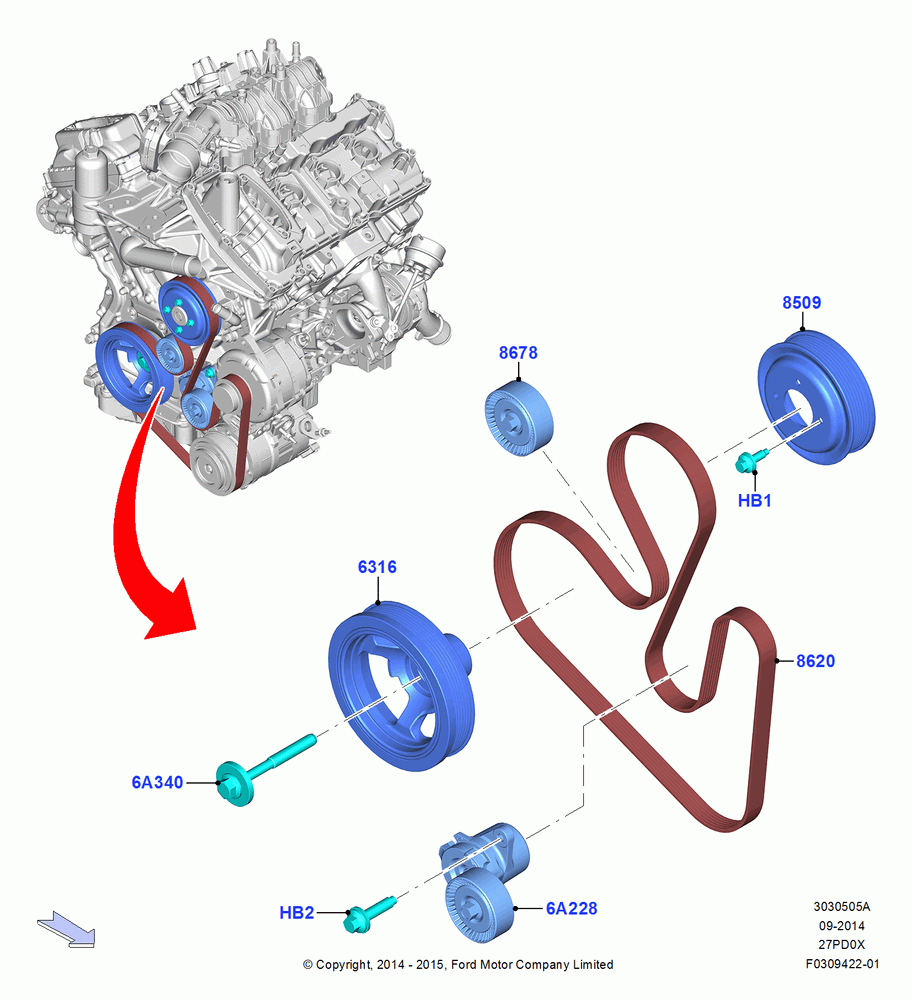 05A - Pulleys and Drive Belts, 2.7L DOHC 4V DI GT V6 GAS/FFV; 19/JAN/2015