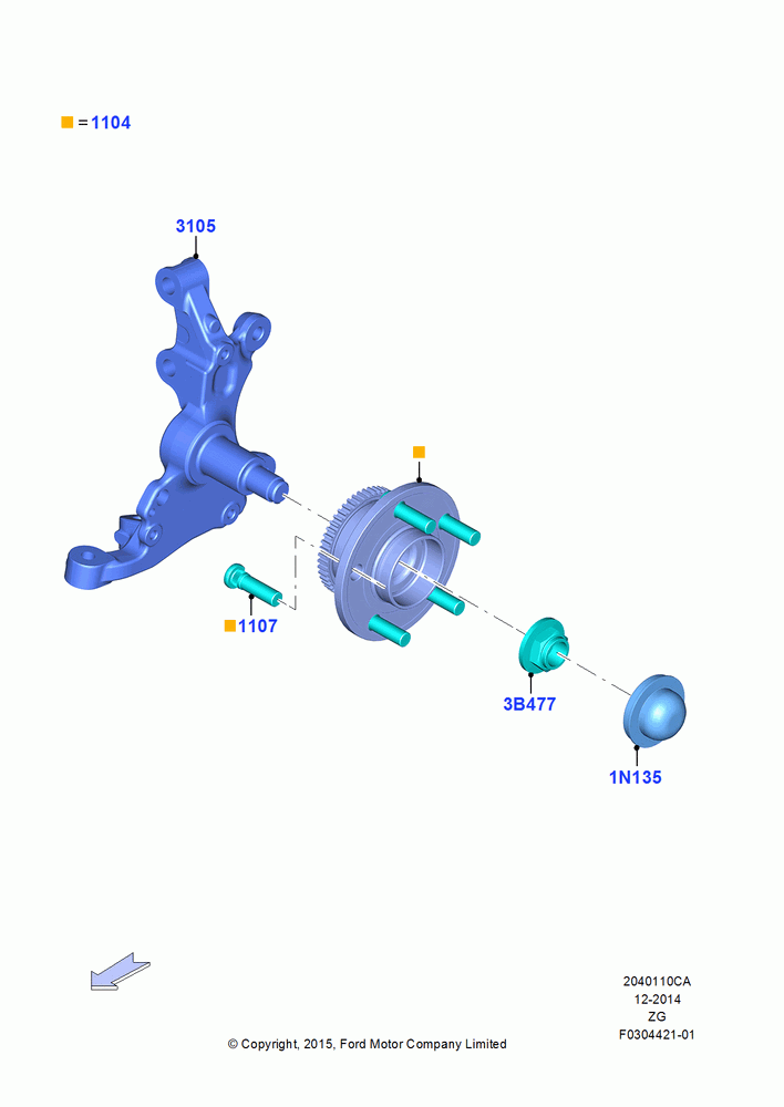Front Knuckle and Hub, Base, GT, Less Adaptive Damping