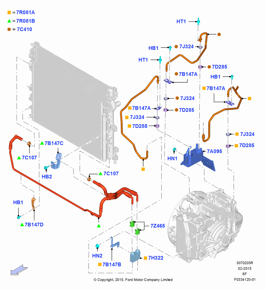 05R - Transmission Cooling Systems, 6 Speed Auto Transmission 6F50, Hot Weather Group; 19/JAN/2015-30/OCT/2015