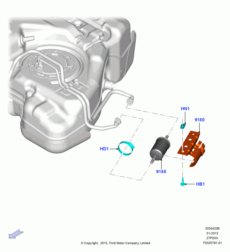Fuel Filter, 2.7L DOHC 4V DI GT V6 GAS/FFV