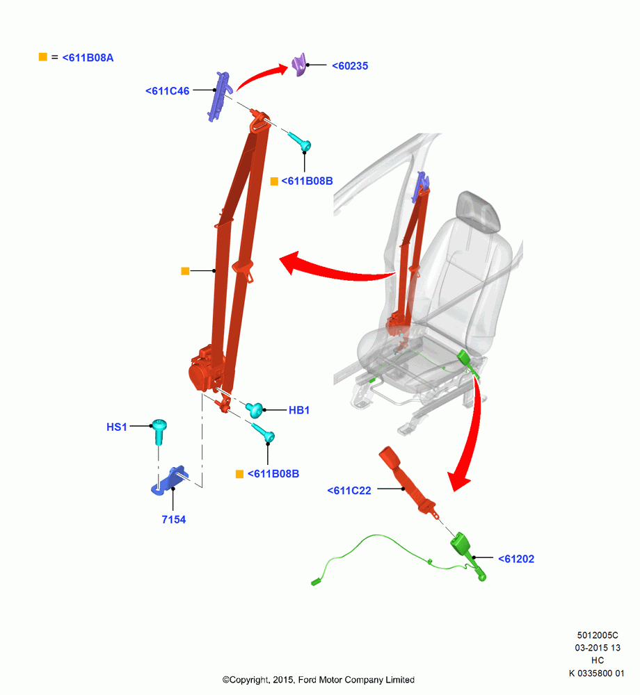 05C - Front Seat Belts, (+)"CDN/PR/USA", Single Driver/Passenger Seat; 30/SEP/2013
