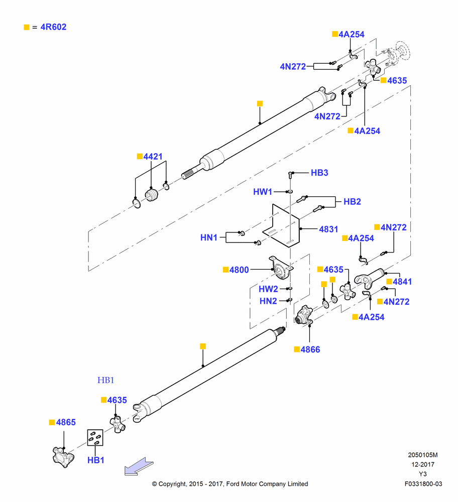 05M - Drive Shaft - Rear Axle Drive, 168"/4267MM Wheelbase; 30/MAR/2015-06/JAN/2020