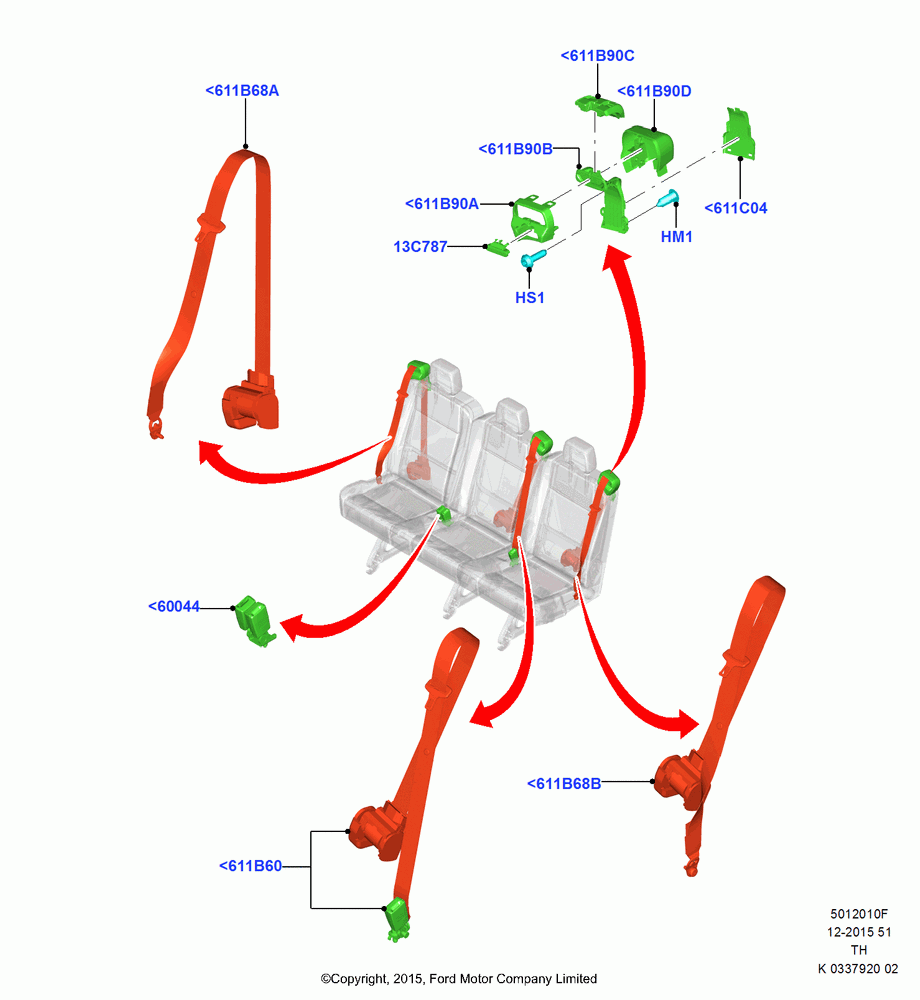 10F - Rear Seat Belts, Bus (M2), With 4th Row Bench Seat (3 Pass.); 05/MAY/2014