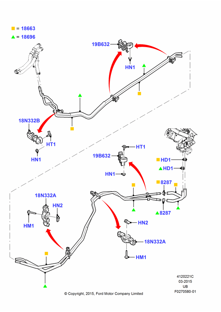 21C - Auxiliary Heater Hoses, With Aux Overhead Heater And A/C; 04/MAY/2015-03/MAR/2019