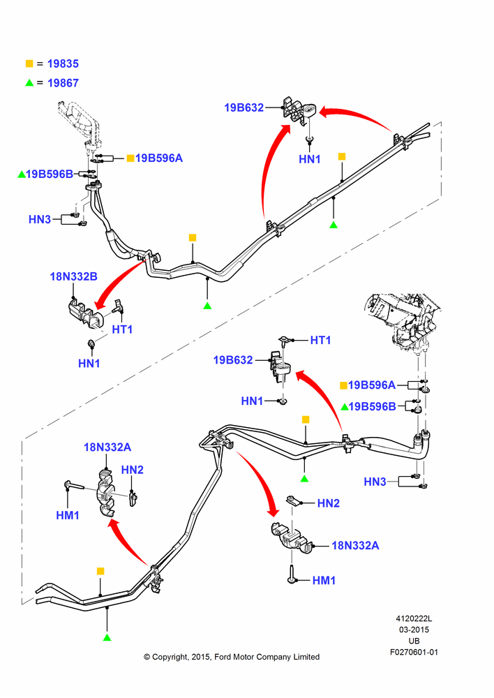 22L - Air Conditioning System, With Aux Overhead Heater And A/C, Underbody; 04/MAY/2015-03/MAR/2019