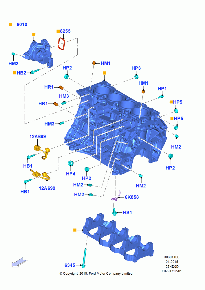 10B - Cylinder Block and Plugs, 2.3L EcoBoost; 04/MAY/2015-03/MAR/2019