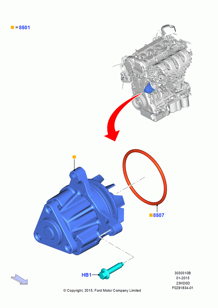 Water Pump, 2.3L EcoBoost