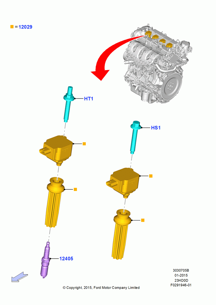 05B - Ignition Coil and Wires/Spark Plugs, 2.3L EcoBoost; 04/MAY/2015-03/MAR/2019
