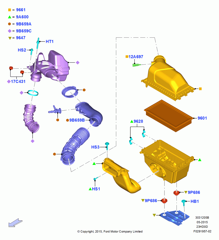 05B - Air Cleaner, 2.3L EcoBoost; 04/MAY/2015-03/MAR/2019
