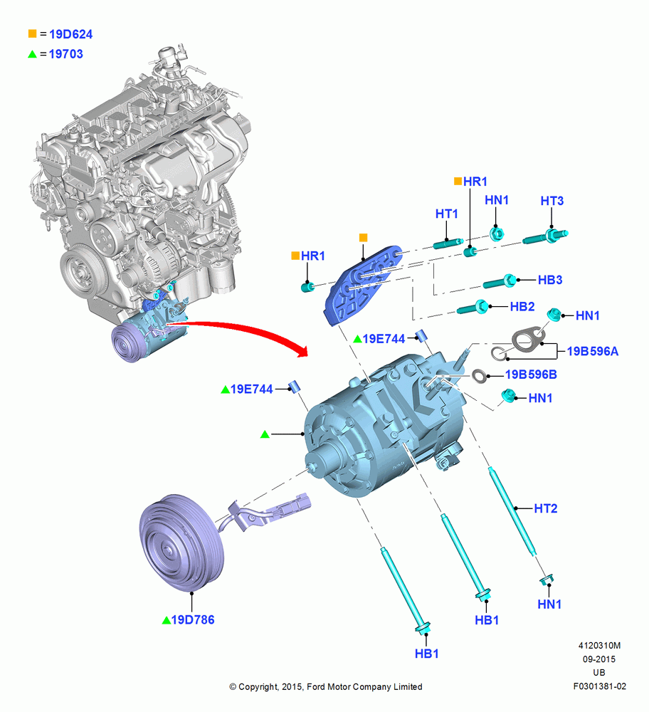 10M - Air Conditioning Condensr/Compressr, 2.3L EcoBoost, Compressor Assy; 04/MAY/2015-03/MAR/2019