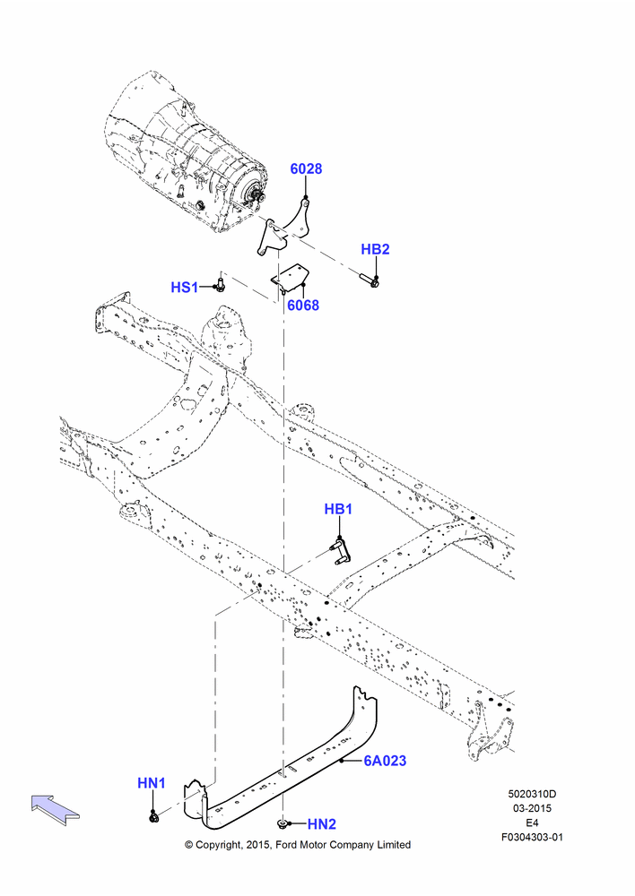 10D - Transmission Mounting, 6 Speed Auto Transmission (6R140); 06/APR/2015