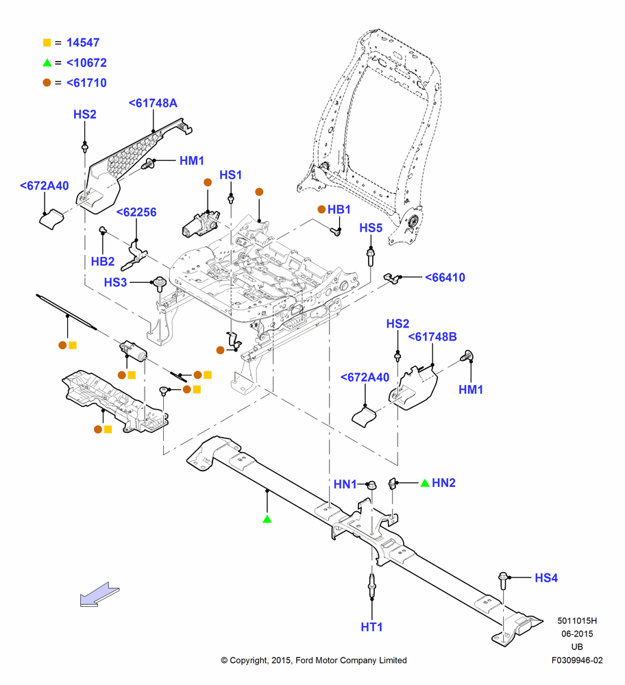 15H - Front Seat Base, With Pass 10 Way Power Seat Adjust; 04/MAY/2015-03/MAR/2019