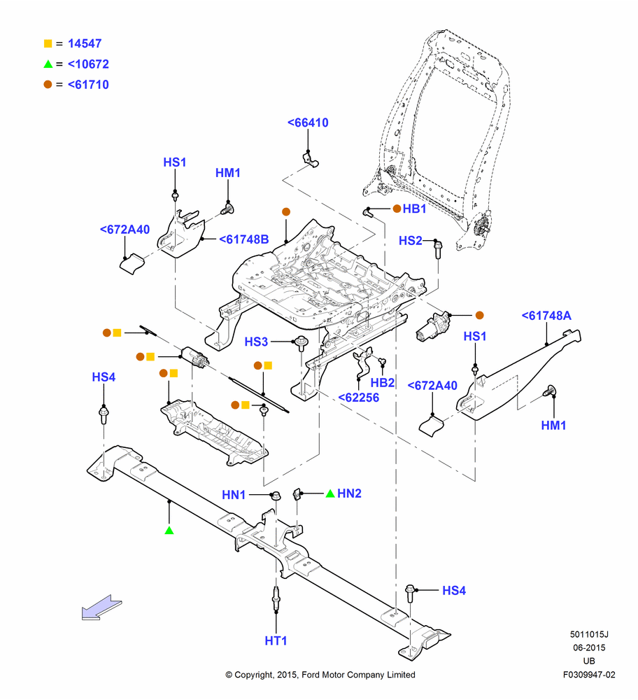 15J - Front Seat Base, With Driver 8 Way Pwr.Seat Adjuster; 04/MAY/2015-03/MAR/2019