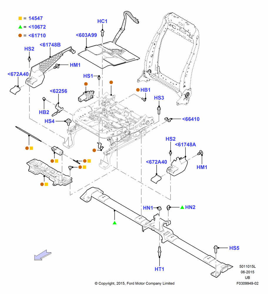 15L - Front Seat Base, Power 8-Way Pass Seat Adj Level 2; 04/MAY/2015-03/MAR/2019