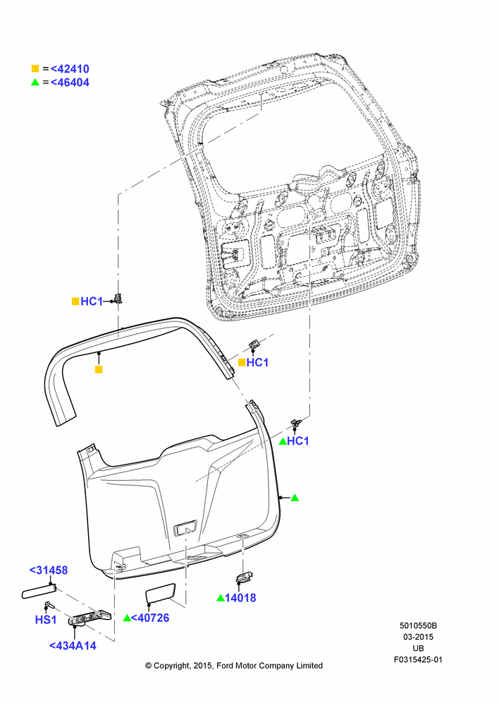 50B - Back Door/Tailgate Trim Panels; 04/MAY/2015-03/MAR/2019