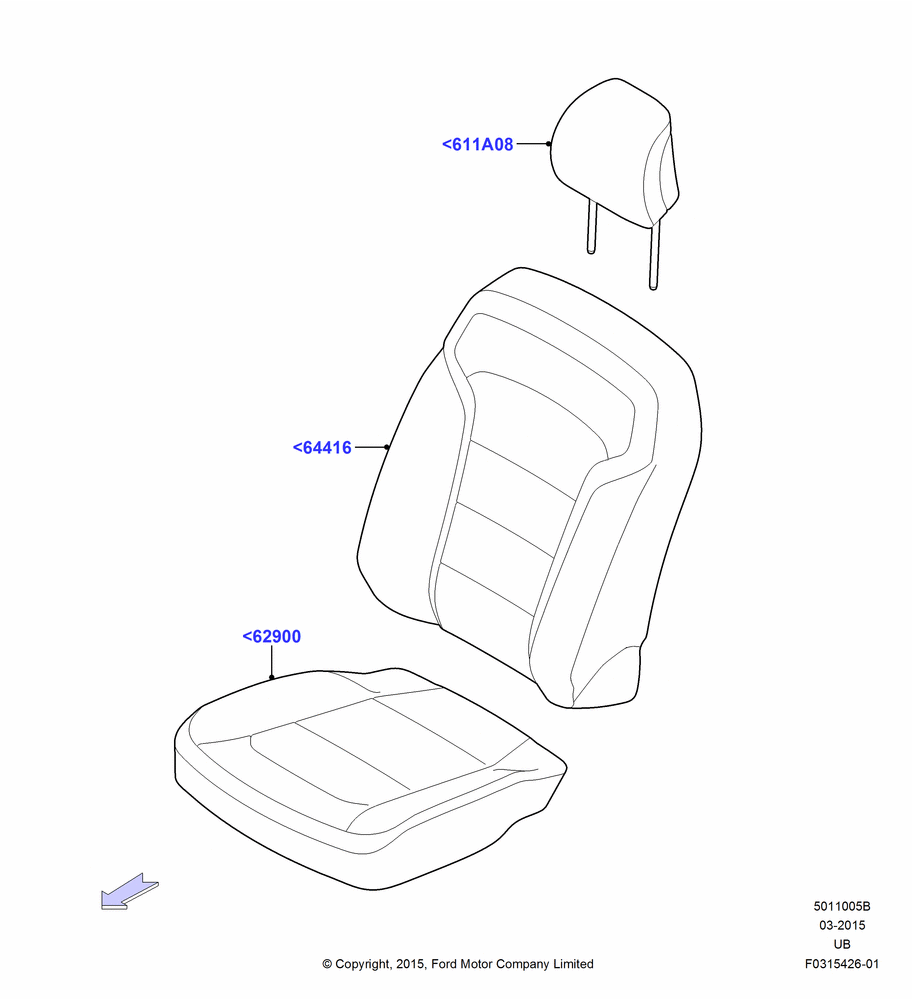 05B - Front Seat Covers, Base, DX Version, Limited, Sport, XLT; 04/MAY/2015-03/MAR/2019