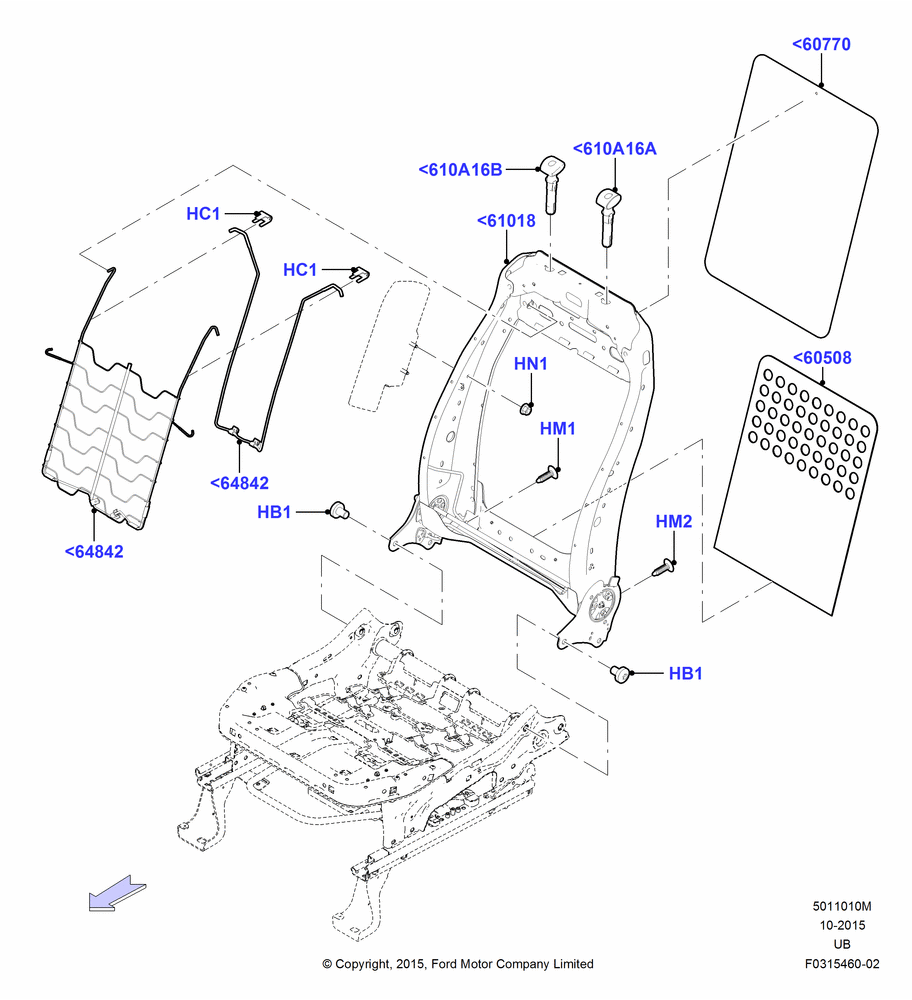 10M - Front Seat Back, With Pass. 2 Way Manual Seat Adjust; 04/MAY/2015-03/MAR/2019