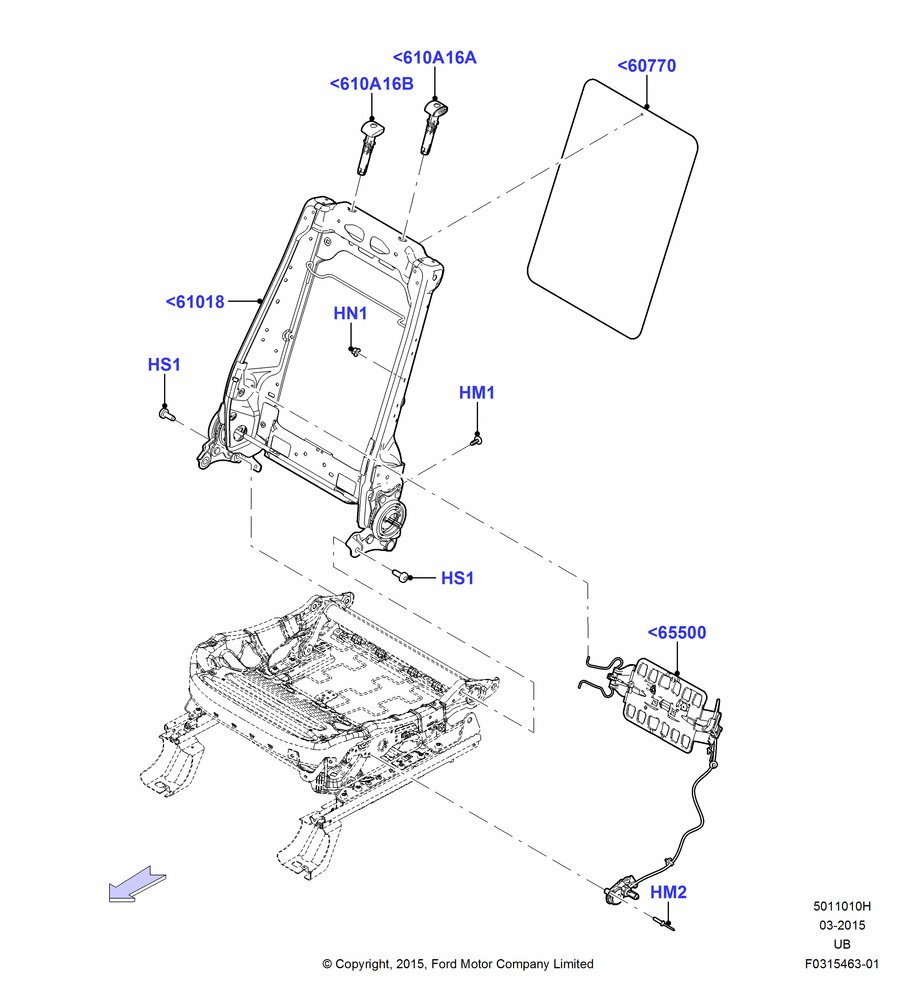 10H - Front Seat Back, With Driver 6 Way Pwr.Seat Adjuster; 04/MAY/2015-03/MAR/2019
