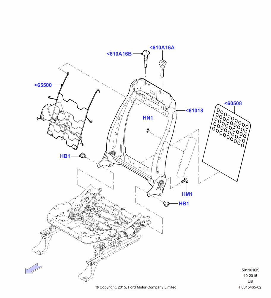 10K - Front Seat Back, With Driver 8 Way Pwr.Seat Adjuster; 04/MAY/2015-03/MAR/2019