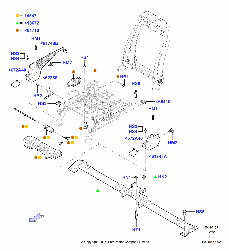 15P - Front Seat Base, With Pass 6 Way Power Seat Adjuster; 04/MAY/2015-03/MAR/2019